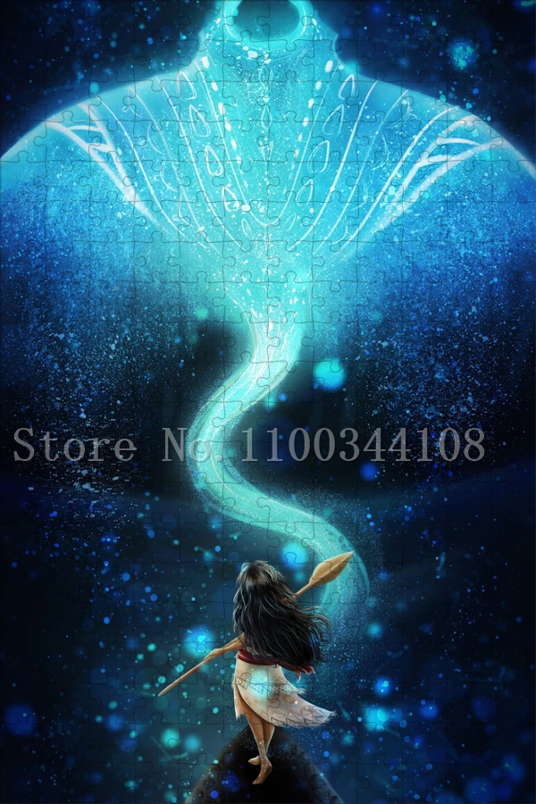 Disney Princess Moana Jigsaw Puzzles 300/500/1000 Pieces Cartoon Wooden Puzzles for Girl Decompressing Game Assembling Toys