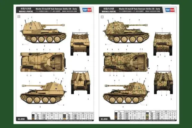 Hobbyboss-marder iii ausf.mタンク駆逐艦、初期モデルキット、80169、sd.kfz.138,1:35