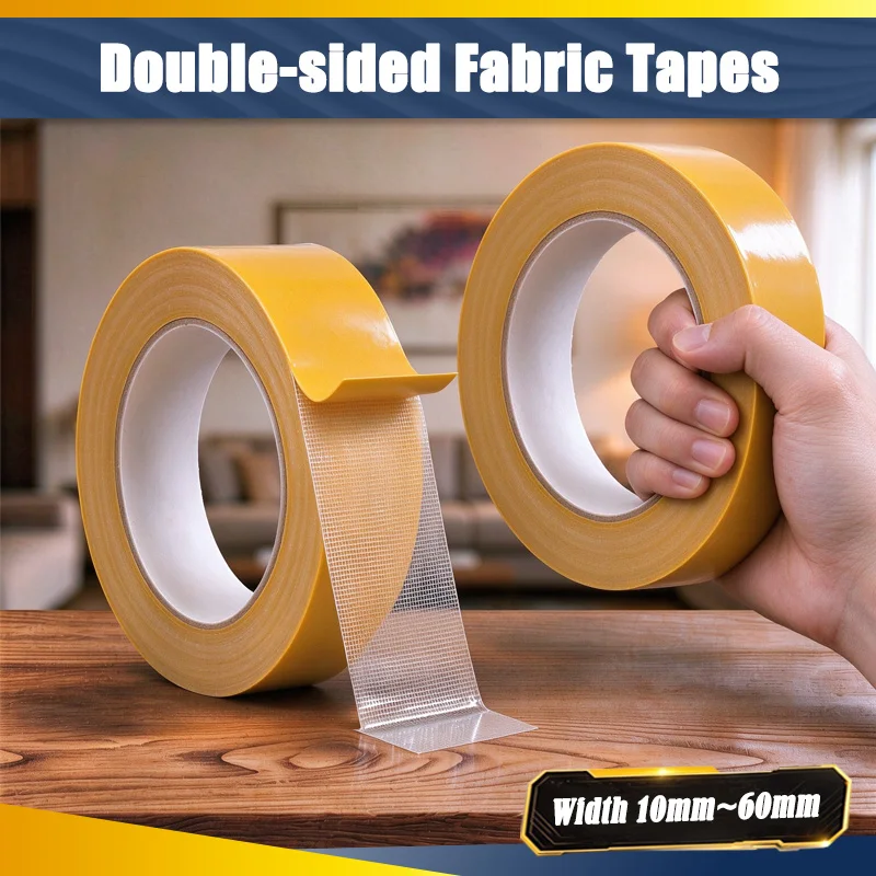 10m Double Sided Carpet Tape 10mm ~ 60mm Release Liner Heavy Duty Carpet Rug Fixing Tape for Indoor Outdoor Floor Decoration