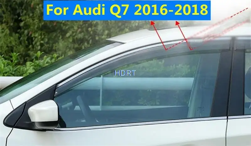 

Car Styling Side Windows Visors For Audi Q7 2016 2017 2018 Protector Accessories Deflectors Rain Eyebrow Guards Sun Wind Shield