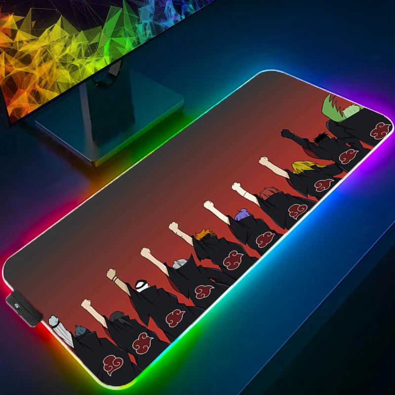 

NARUTO Computer Mouse Pad LED Gamer Mouse Pads Gaming Mousepad XXL Desk Non-Slip Mause Pad RGB Keyboard Mouse Backlight Carpet