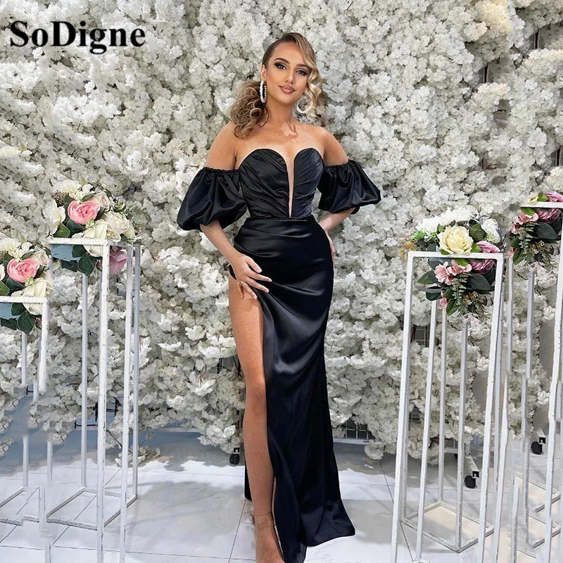 

SoDigne Sexy Saudi Arabia Prom Dresses 2022 Formal Sweetheart Satin Evening Dress Mermaid High Split Long Party Gowns