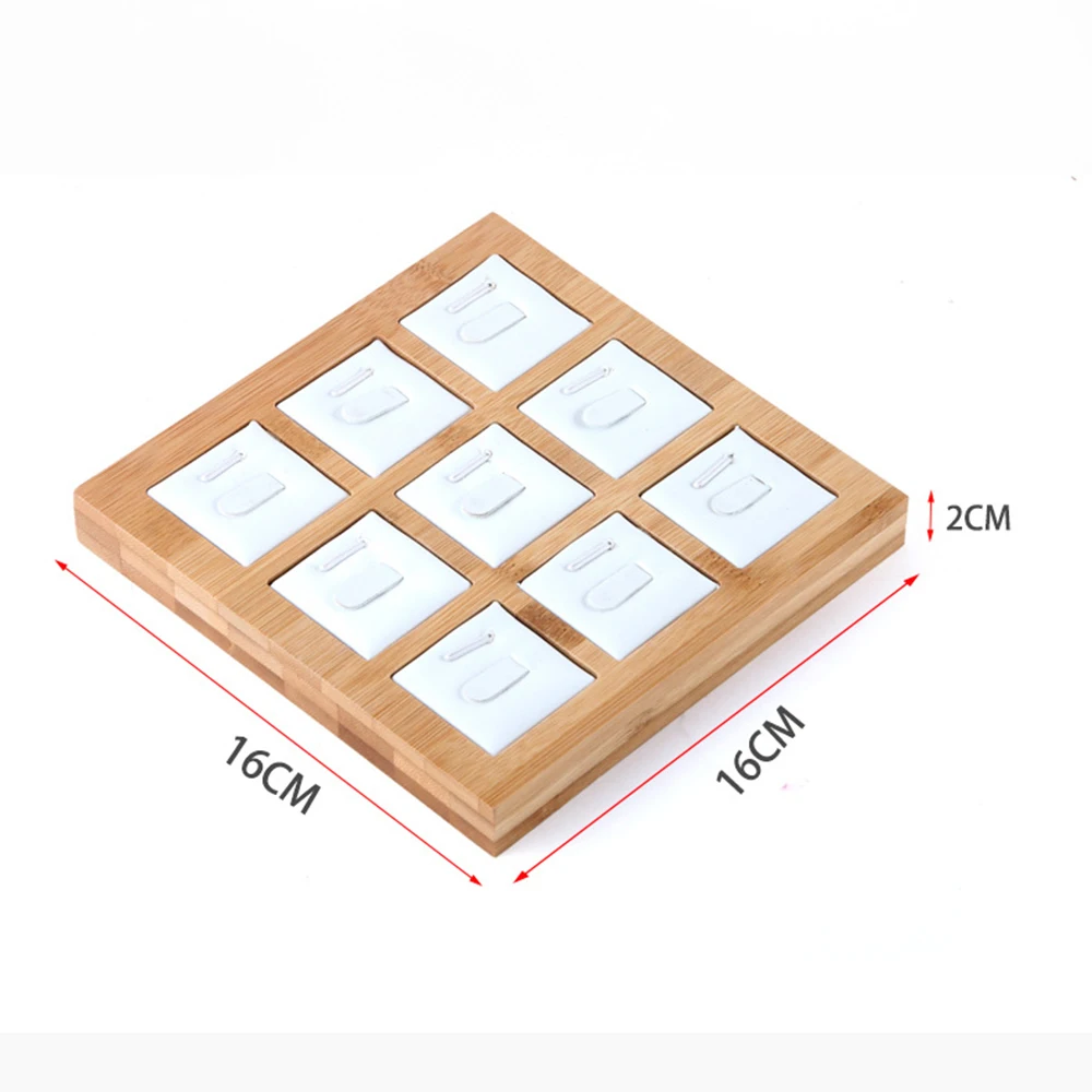 9 Grids Bamboo Jewelry Display Ring Display Stand Holder Jewelry Showcase Organizer Jewelry Organizer for Window Display