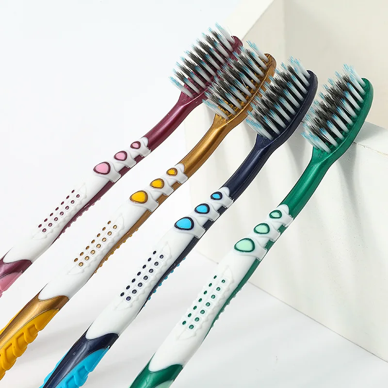 Random color shipment 4pcs manual hard hair toothbrush for efficient oral cleaning, individually packaged for adults