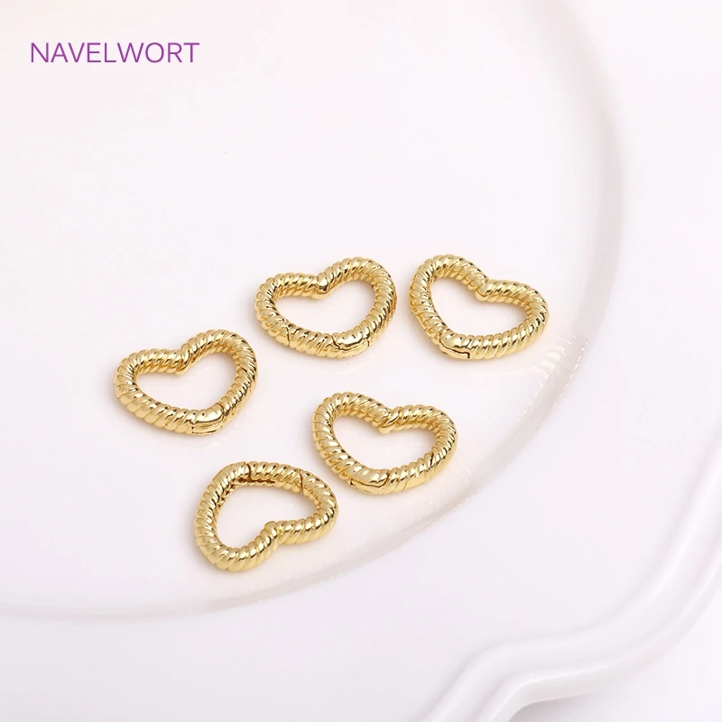 Trendy 18K Gold Plated Brass Heart/Oval Push Clasp Carabiner Spring Clasps For DIY Handmade Jewelry Making Accessories