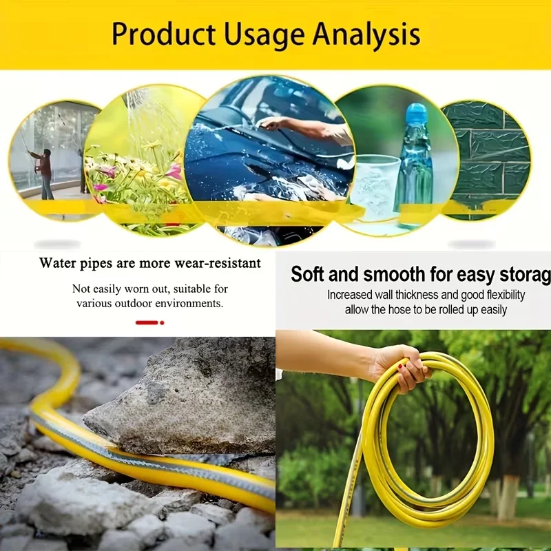 5/10/20m Heavy-Duty Rubber Garden Hose - Scratch & Wear Resistant, Leak-Proof, All-Season for Home, Balcony & Car Washing TY0308