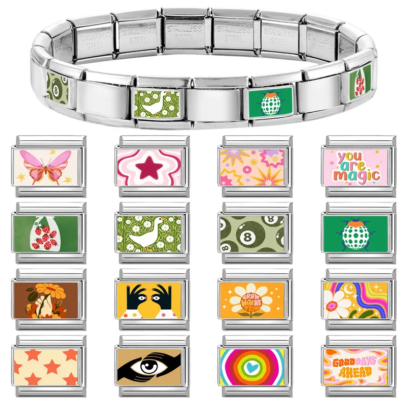 جديد جميل الحيوانات الأليفة القطط والكلاب وصلات سحرية إيطالية تناسب 9 مللي متر سوار الفولاذ المقاوم للصدأ النساء الرجال DIY بها بنفسك صنع المجوهرات #6