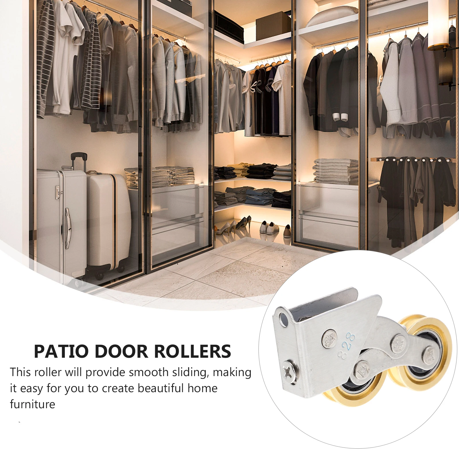 

2pcs Sliding Door Roller Replacement Kit Aluminum Alloy Closet Door Wheels Nylon Plastic Pulley Track Hardware Smooth Sliding