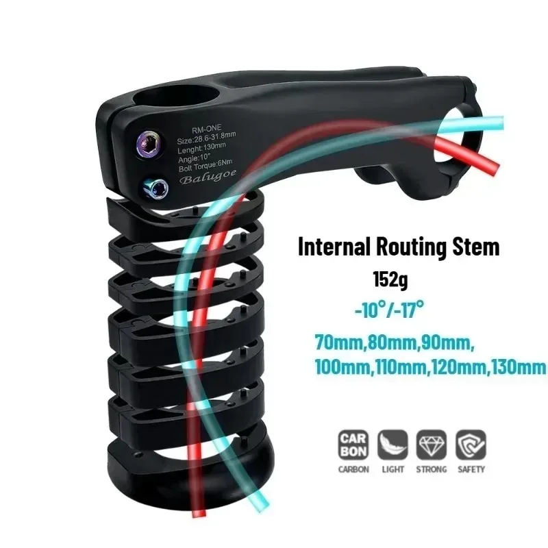 

BUCKLOS Carbon Bicycle Stem Internal Routing Stem 31.8mm bike stem Handlebar Riser Spacer For Mountain Road Bike accessories