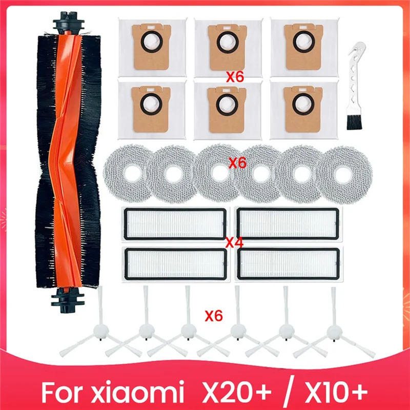 Część zamienna N89R do odkurzacza Xiaomi X20+ / X10+ - szczotka główna, szczotka boczna, mop, filtry HEPA, worki na kurz