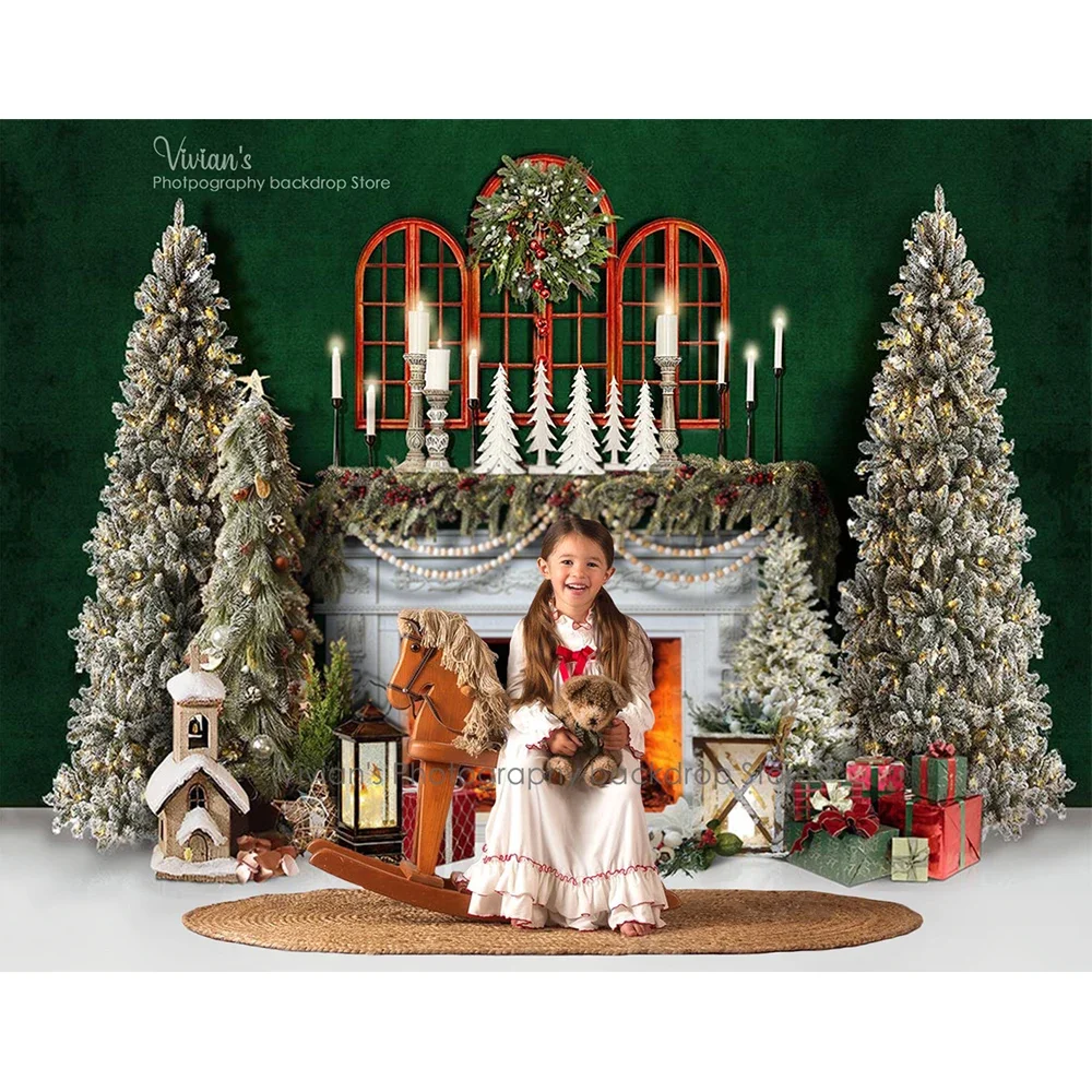 الموقد عيد الميلاد خلفية الاطفال صورة الجدار الأخضر نافذة خشبية ديكور الأشجار التصوير لعب الطفل الطفل استوديو الصور الدعائم
