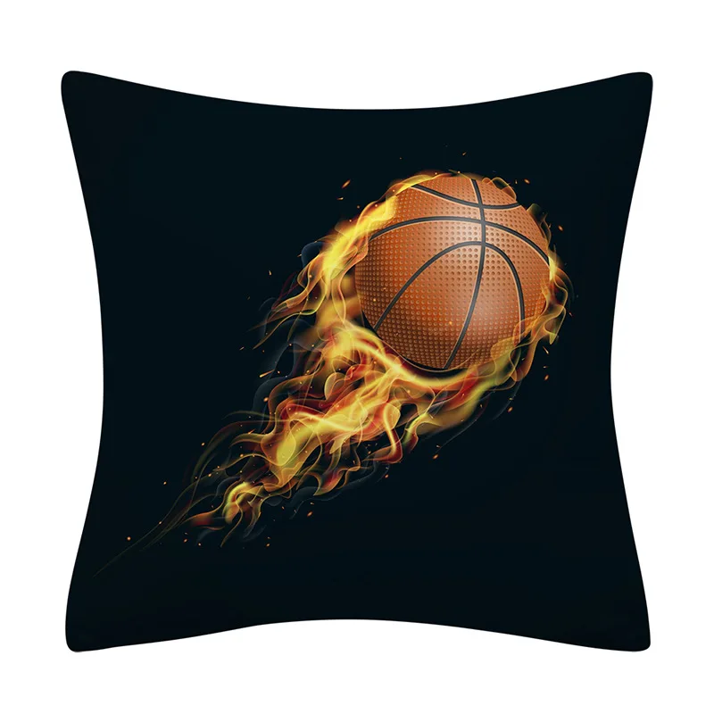 Football basketball rugby printed pattern cushion cover for home living room sofa decoration square polyester pillowcase