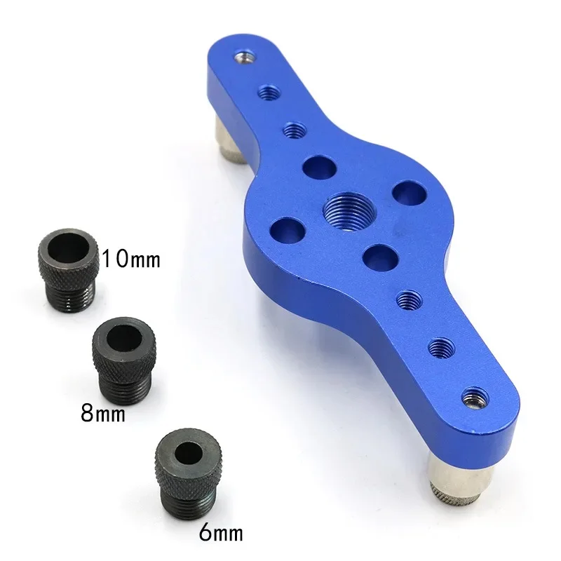 6/8/10mm Alloy Vertical Hole Jig Wood Dowel Hole Drilling Guide Jig Drill Bit Kit Joinery System Woodworking Drilling Locator