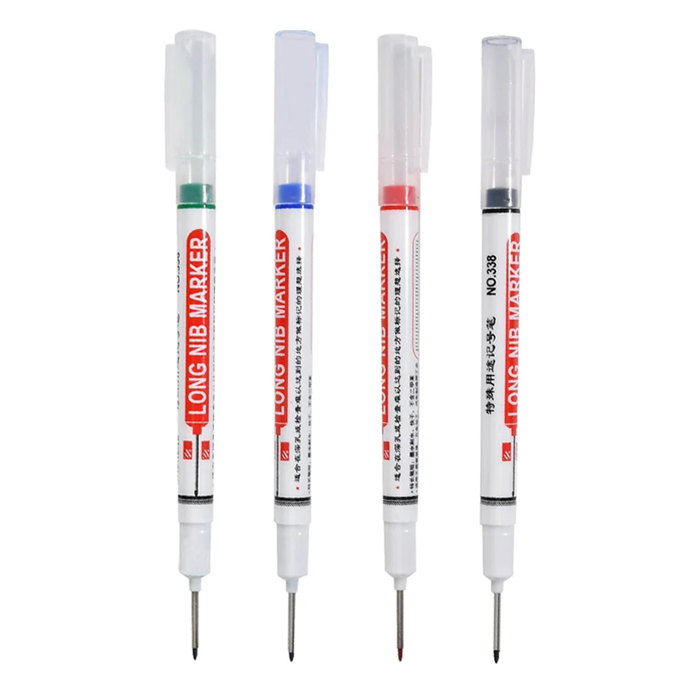 

4Pcs Deep Hole Marker Pen Long Head Colorful Carpenter Marker Woodworking Construction Marking Tool Heavy Duty Precision