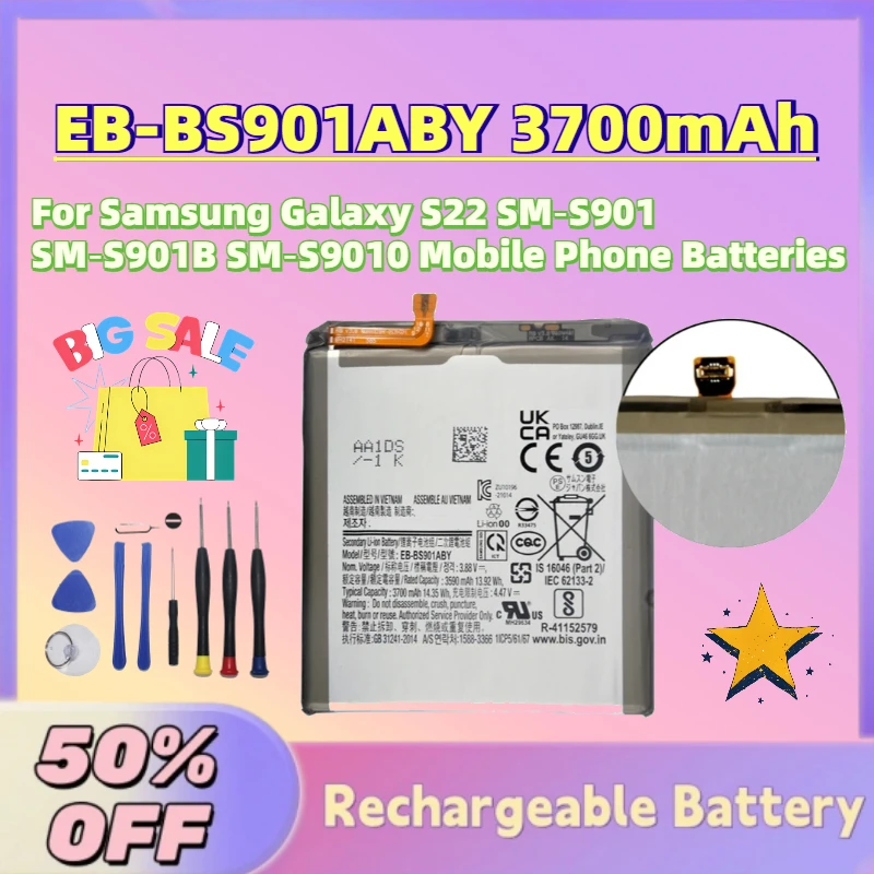 

High Quality New EB-BS901ABY 3700mAh Replacement Battery For Samsung Galaxy S22 SM‑S901 SM‑S901B SM‑S9010 Mobile Phone Batteries