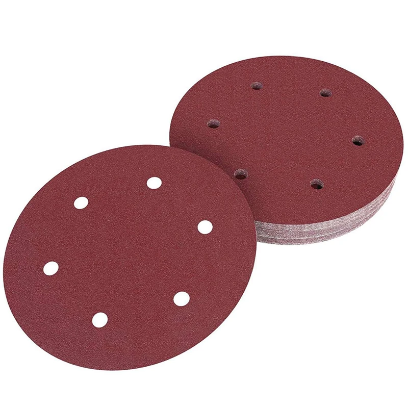 

60Pcs 225Mm Sanding Discs 120 Grit Hook And Loop Sand Paper Pad 6 Holes Sandpaper For Long Neck Sander Drywall Sander Promotion