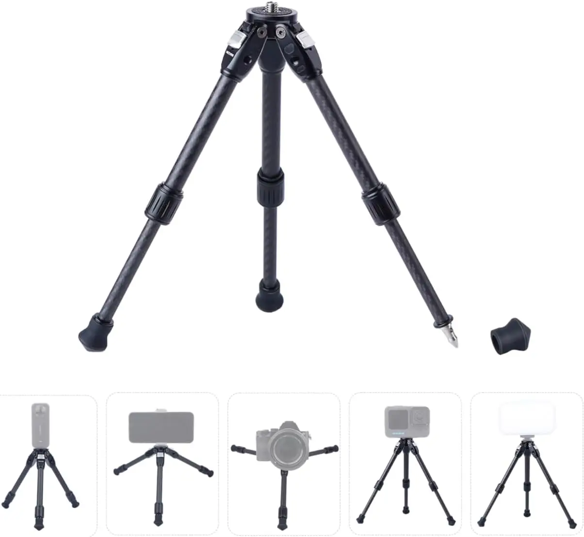 

Carbon Fiber Tripod with 3-Stage Angle Adjustment, Retractable Lightweight Handheld Stand for DSLR Mirrorless Camera