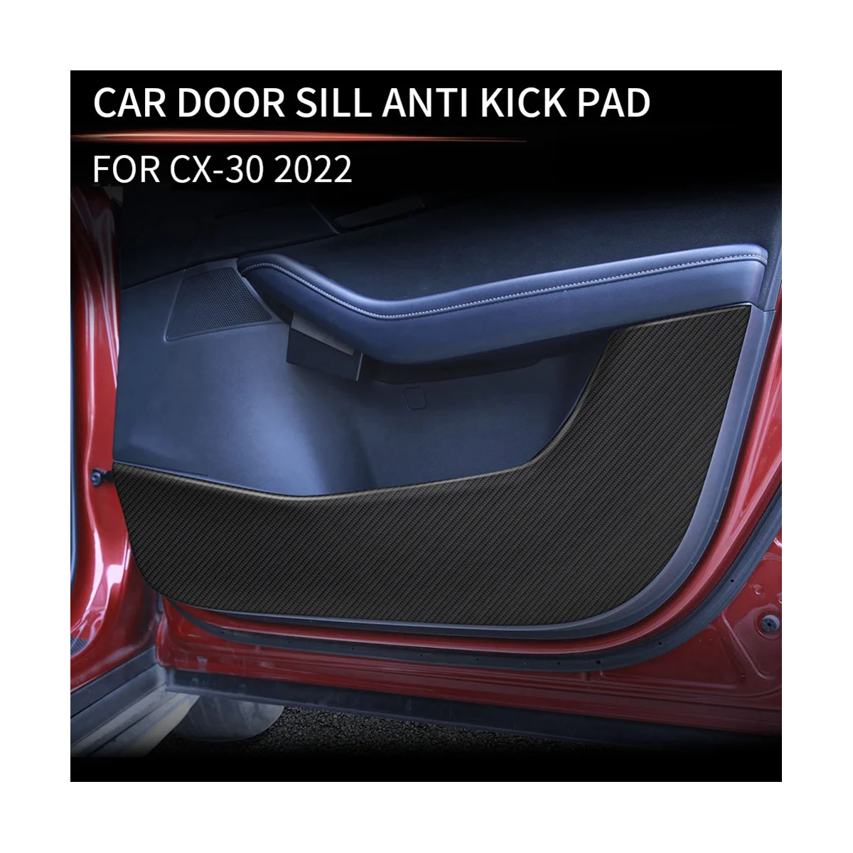 Car CLychee Skin Leather Door Protector Pad Door Plank Anti-Kick Pad Anti-Dirty Pad Mat for Mazda CX-30 CX30 2022+ RHD