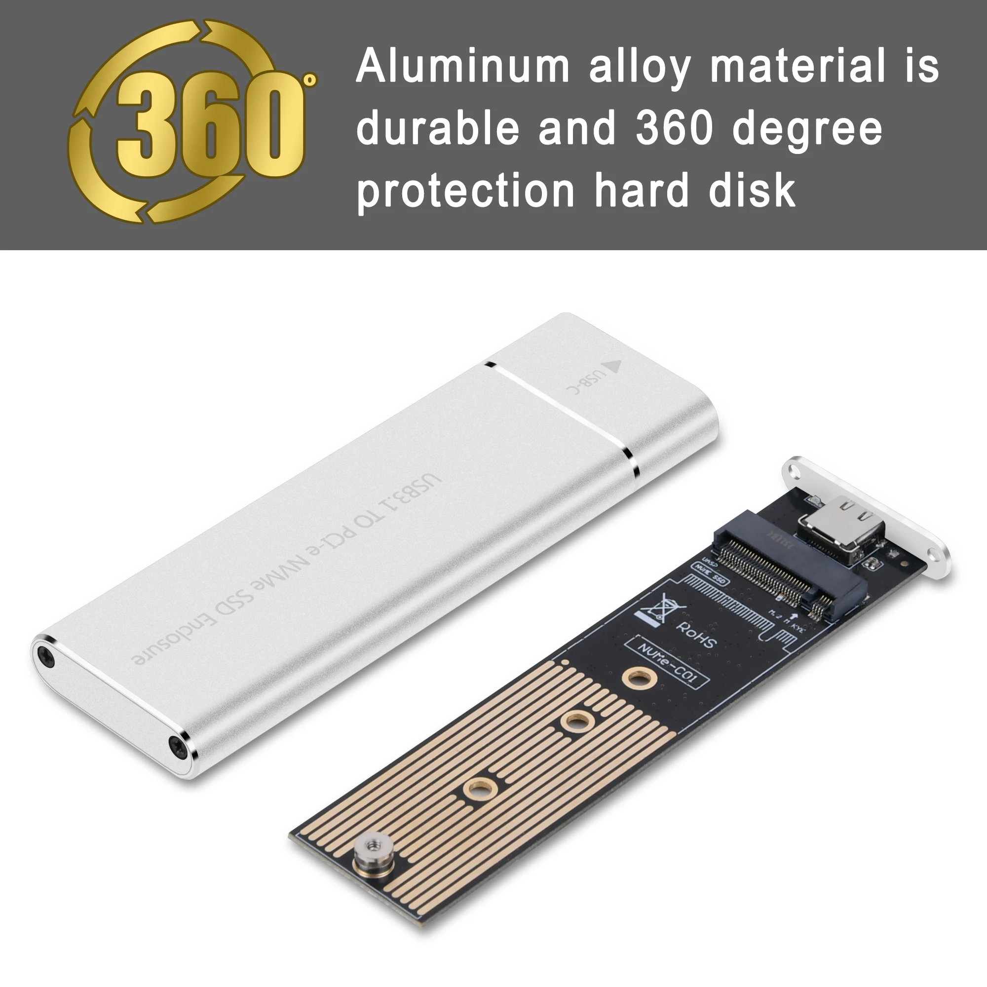 Samget M.2 NVMe โซลิดสเตทไดรฟ์2230/2242/2260/2280 M.2ไปยัง USB C เคส10Gbps Type A + Type C สำหรับ M/M + B คีย์