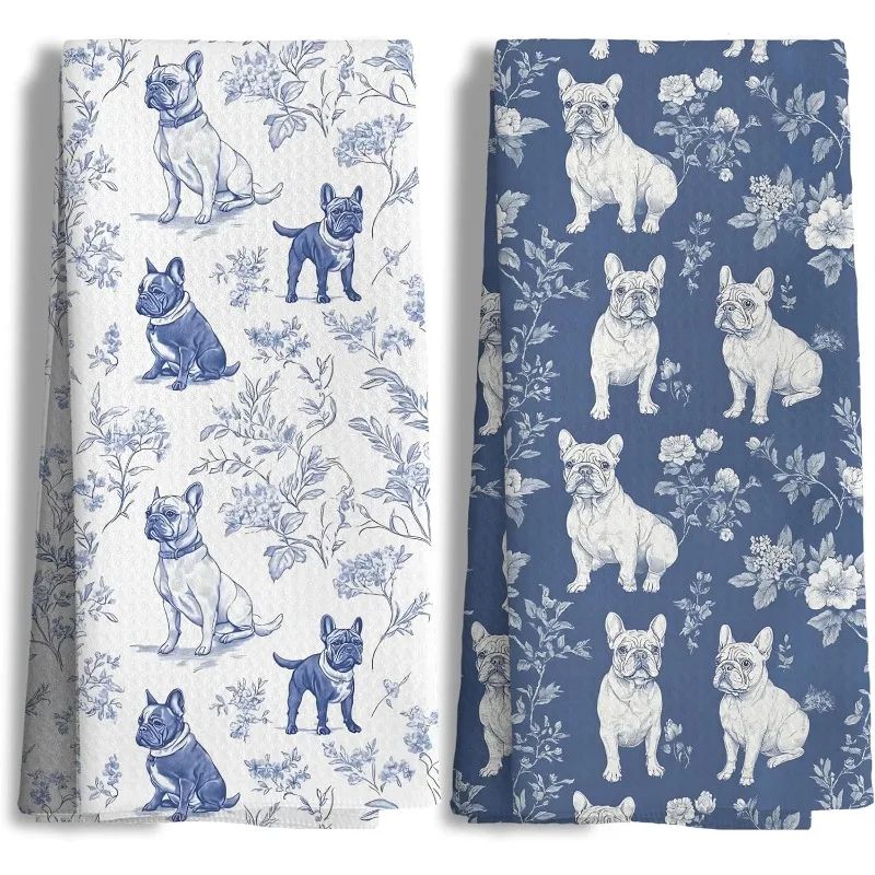 2 packs of blue and white Chinese French bucket kitchen towels