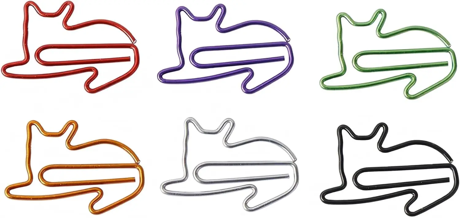 

Cat Shaped Paper Clips, 6pcs Metal Mini Animals Pin Penguin Wire Clips 1.26 Inch Colorful Decorative