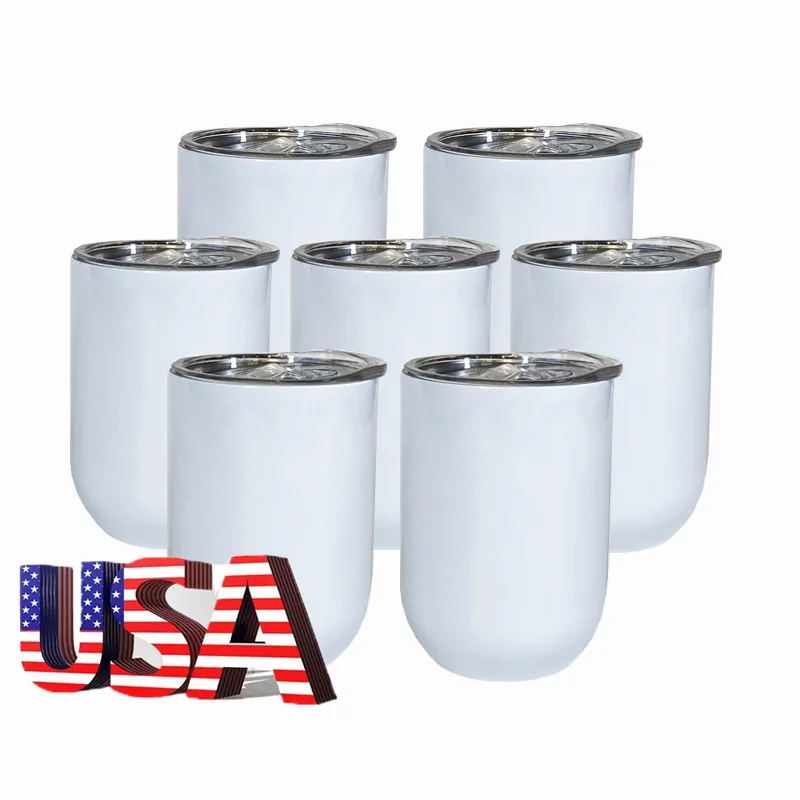 

25Pack USA Warehouse Blank Straight 12oz Sublimation Wine Tumbler Cups in Bulk Stainless Steel Wine Tumblers With Straw