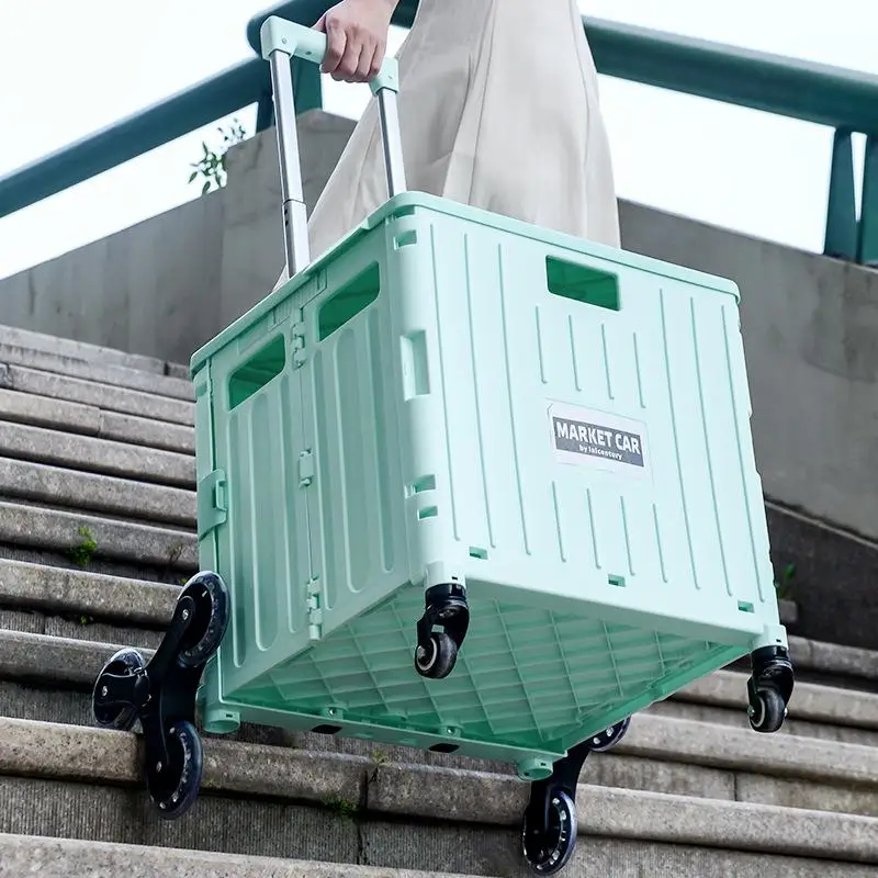 厚みのある手引き式ショッピングカート多機能家庭用野菜購入階段昇降キャンプカーポータブル収納オーガナイザー