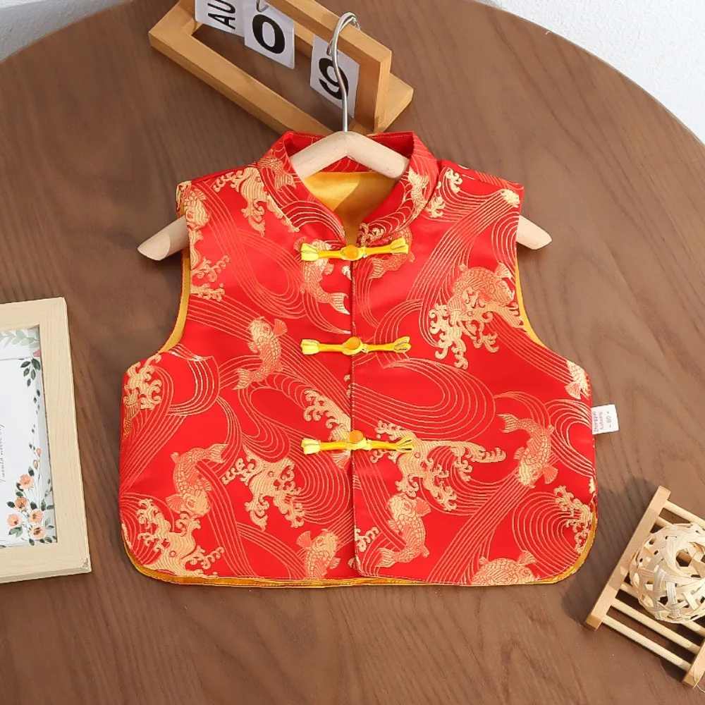 

Chinese Hanfu Vest Boy Girl Ethnic Style Vintage Kids Clothes Children Clothing Baby New Year Coat Performance Costumes Tops