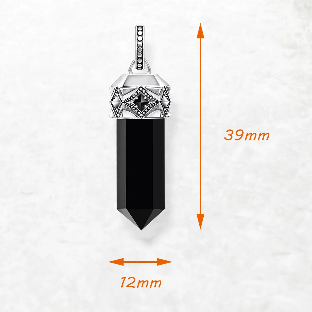 Pendants Black Onyx Pillar Brand New Jewelry Vitnage 925 Sterling Silver Lucky Gift For Women Men