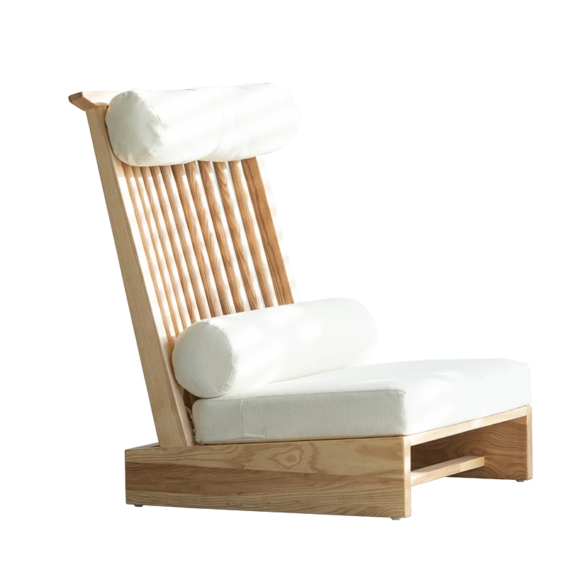 Ash wood single solid wood sofa chair wabi sandy wind zhongdao george chair small apartment family backrest book desk chair