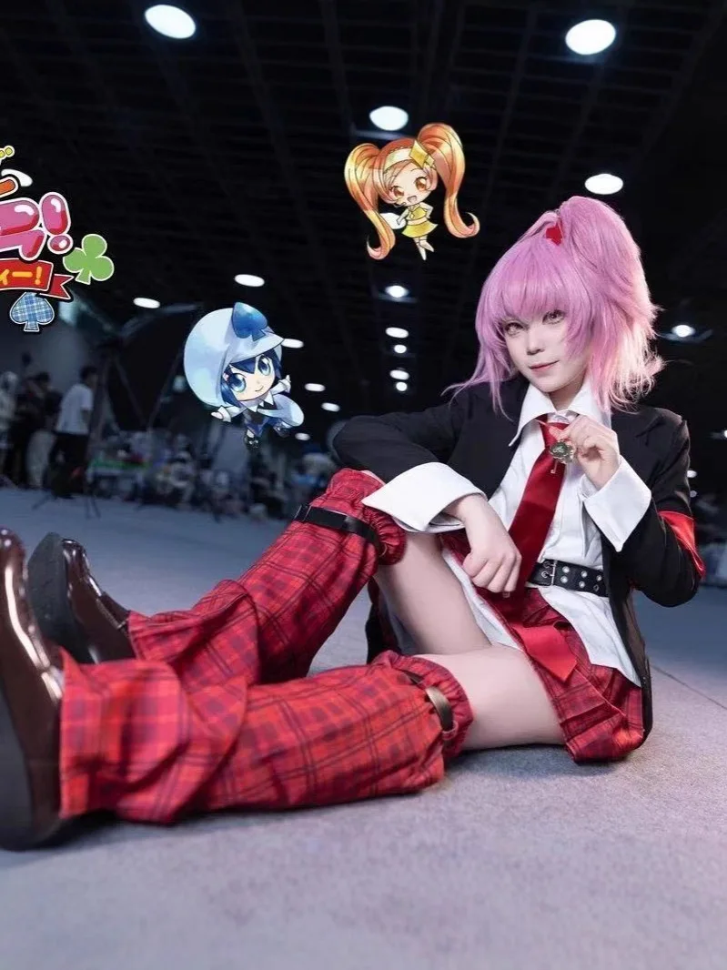 Disfraz de cosplay de uniforme JK de Shugo Chara Amu Hinamori | Conjunto Completo con Cinturón y Calentadores de Piernas para Halloween 2026