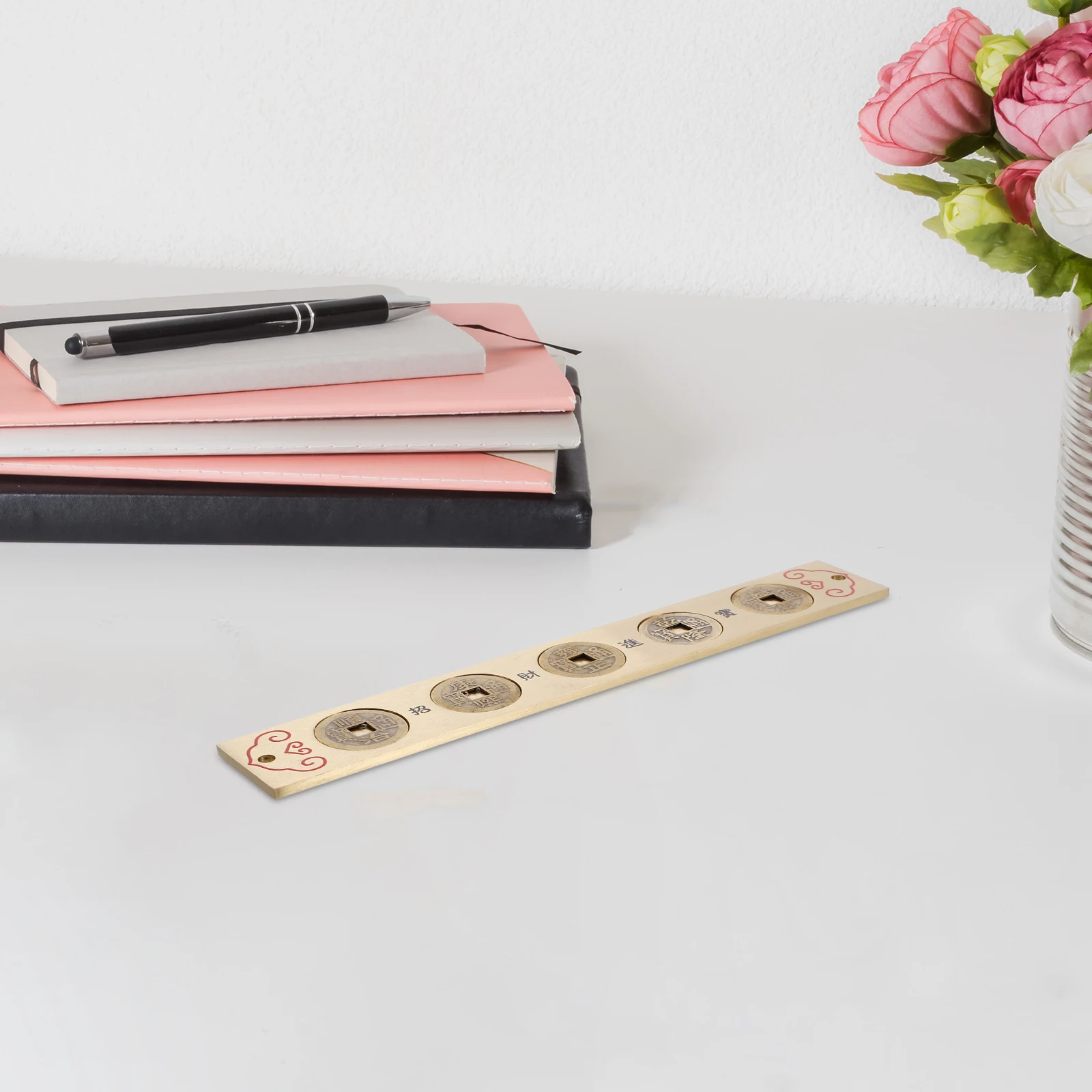 

Retro Bronze Ruler Vintage Decor Chinese Traditional Bookmark Multifunction Measuring Tool Style