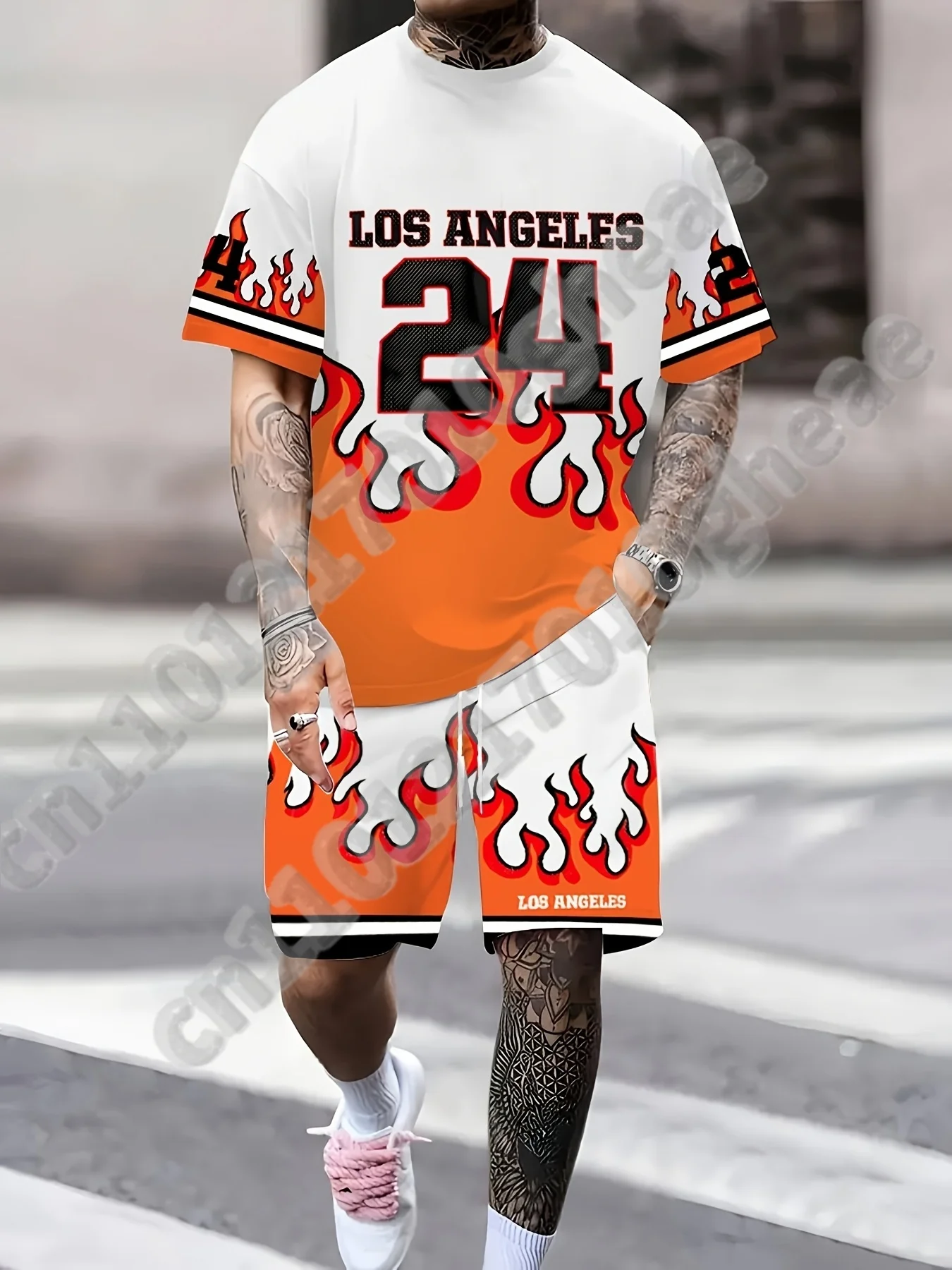 

2025 Summer New Men's Suit 3D Printed Sports T-shirt + Shorts Deluxe Summer 2 Piece Sportswear Breathable and Light