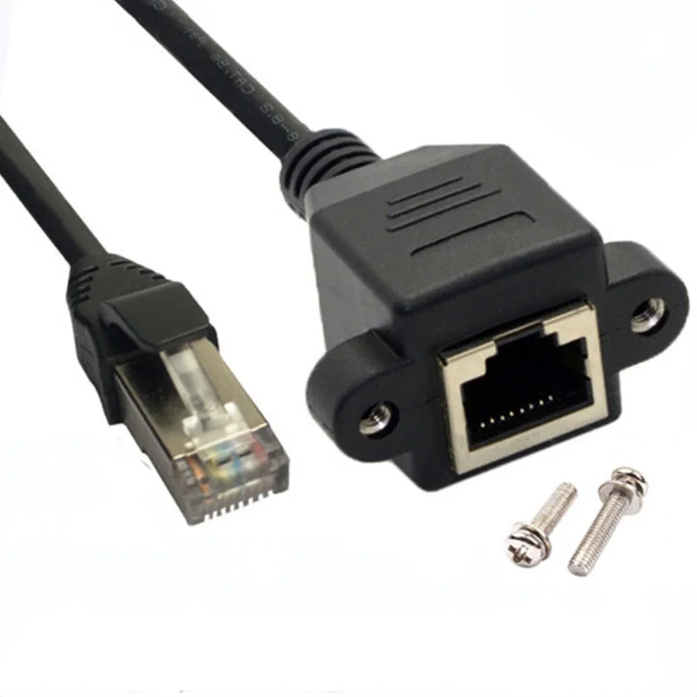 1 Pieces 30cm 50CM 100CM 150CM 8Pin RJ45 Cable Male to Female Screw Panel Mount Ethernet LAN Network 8 Pin Extension Cable