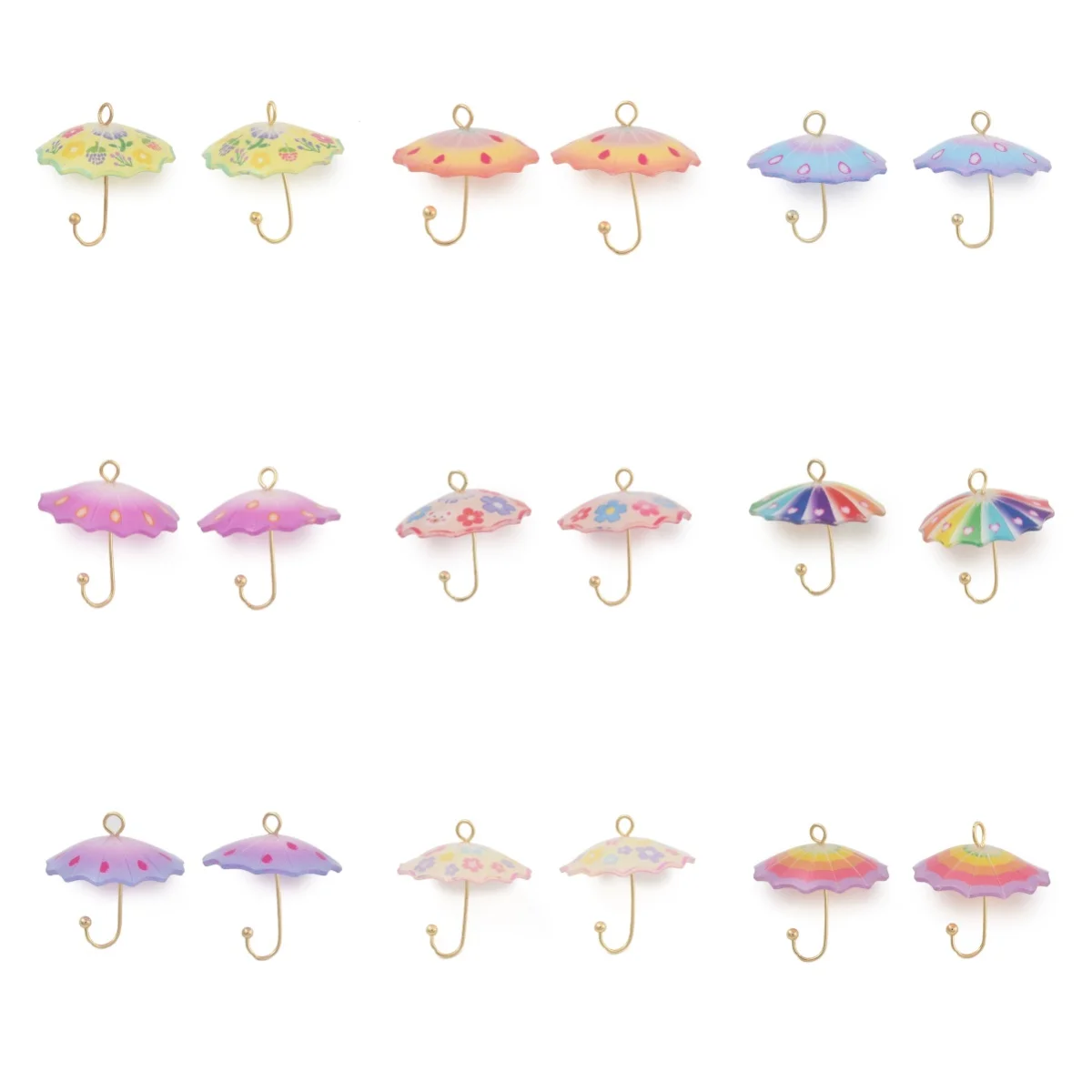 50Pcs Umbrella Shape 3D Mini Charms Acrylic Dangle Pendants for Jewelry Making Charms DIY Earrings Necklace Accessories Supplies