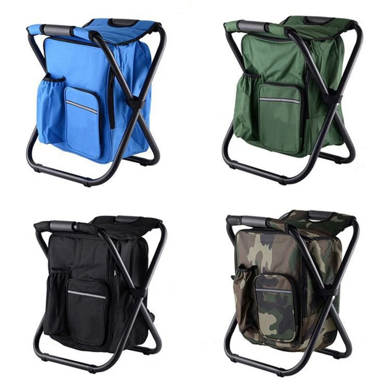 2 In 1 Folding Fishing Chair Bag Fishing Backpack Chair Stool Convenient Wear-resistantv For Outdoor Hunting Climbing Equipment