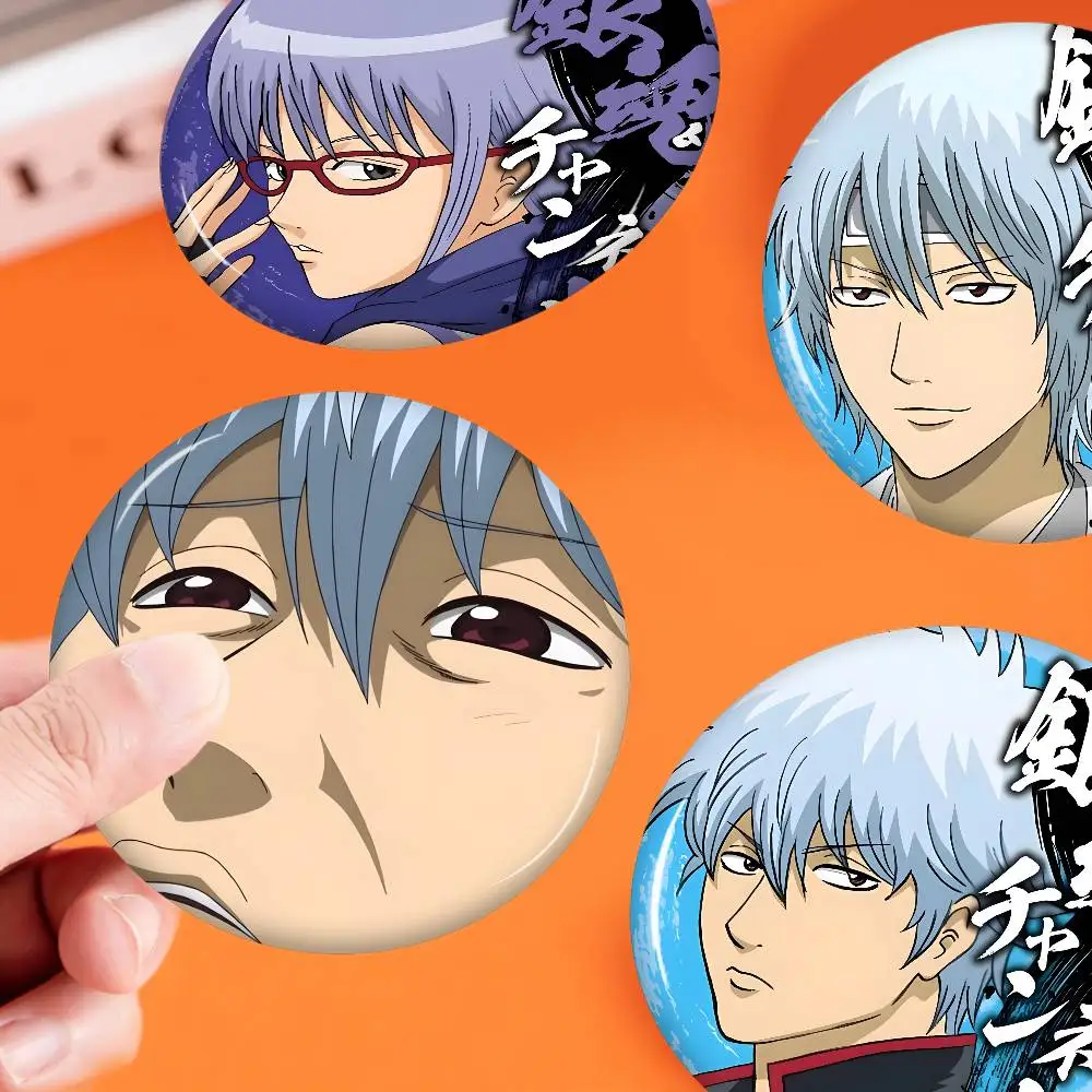 GINTAMA Funny Comedy Anime 58mm Cute Series Pins Funny Badge Interesting Cartoon Animals Brooches Backpack Clothes Gift