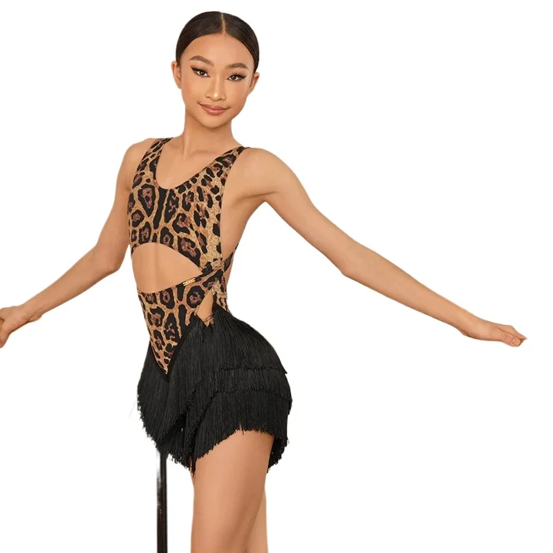 

Latin Dance Performance Dress for Girls Sexy Fringed Skirt Tassel Dress with Bottom Pants Child Chacha Rumba Tango Latin Dress