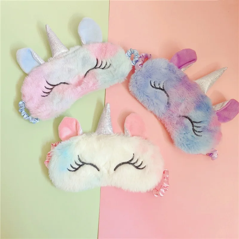 3D Anime Sleeping Eye Mask Colorful Winter Eye Blindfolds Eye Cover Cute Unicorn Sleep Eye Mask Travel Rest Eyepatchk Sleep Aid