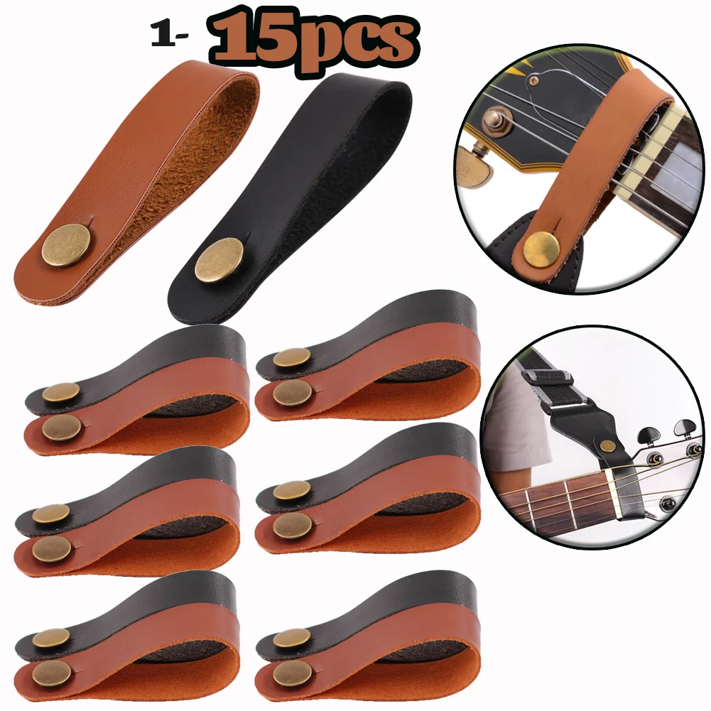 1-15 pcs Vintage Guitar Neck Strap Holder Button Safe Lock Leather Belt for Ukulele Bass Acoustic Electric Guitar Accessories