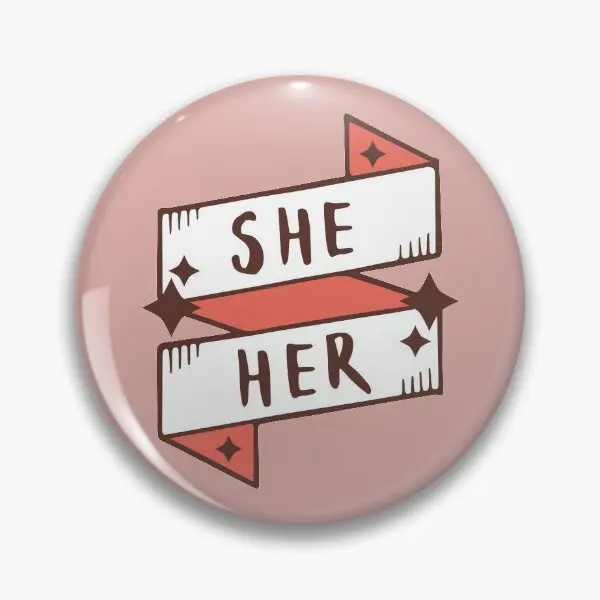 She Her Feminine In Dusty Rose  Soft Button Pin Clothes Lapel Pin Decor Jewelry Metal Hat Cute Cartoon Creative Badge Women