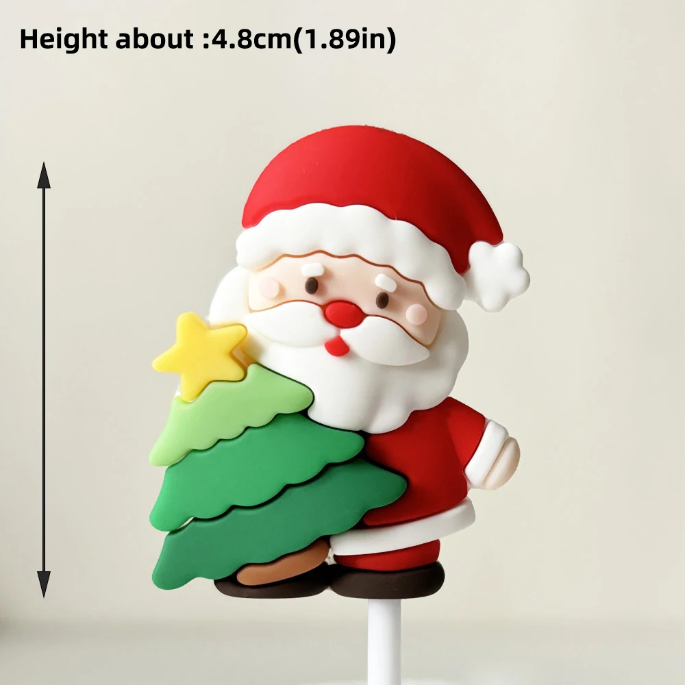 New Christmas Cake Decoration Cupcake Toppers Soft Rubber Christmas Tree Santa Claus Snowman for New Years 2025 Xmas Cake Topper