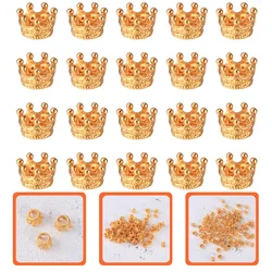 50 Pcs Jewelry Accessories Crown Charms for Making Hand Chain Mini Crowns Necklace Bracelet Connectors Bulk Gold Spacer Beads