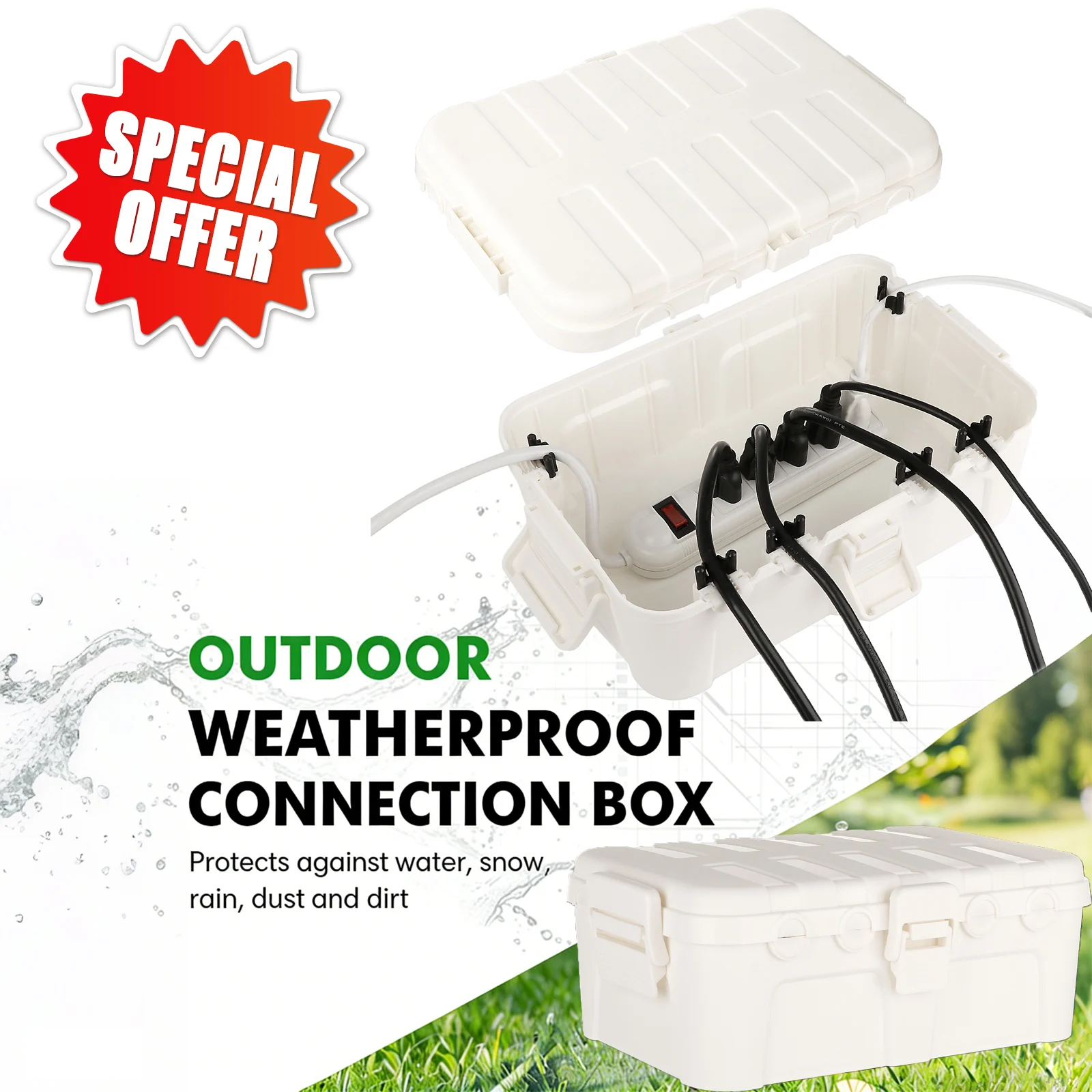 Outdoor Power With Timer - صندوق كهربائي كبير مقاوم للماء للاستخدام