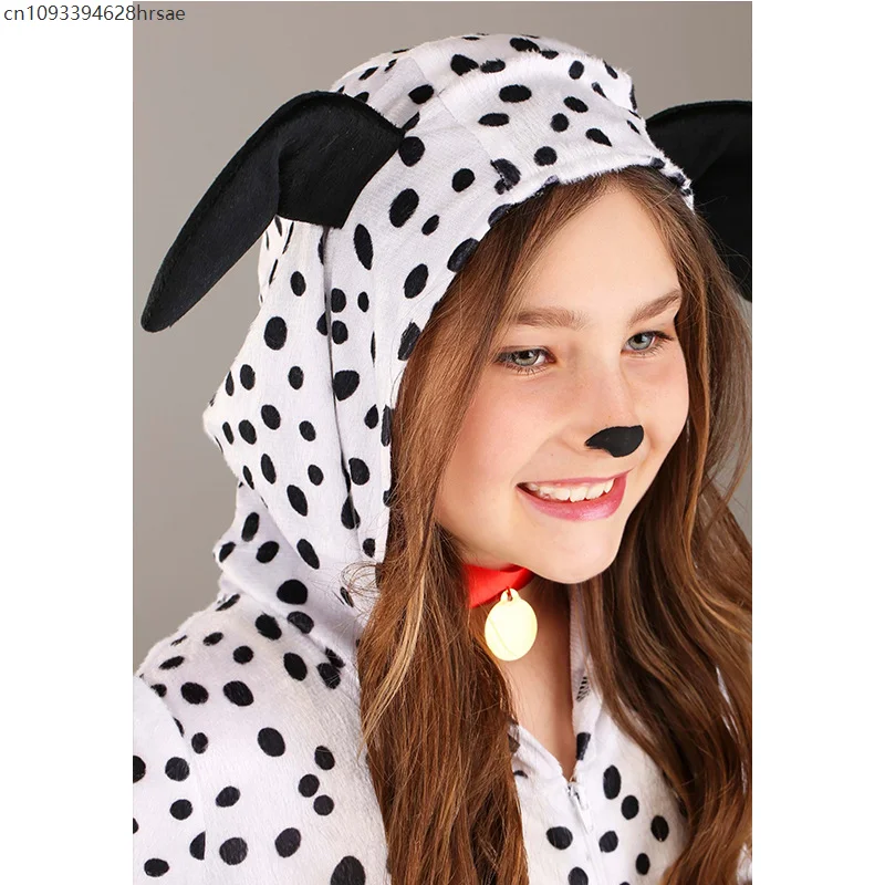 2025, Neuankömmling, Unisex, für Jungen, gepunkteter Hund, einteiliger Overall, Halloween-Dress-Up-Mädchen, entzückendes Dalmatiner-Kostüm für Kinder