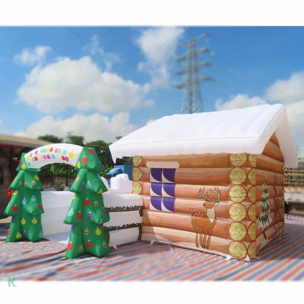 Fast Door Ship 7x5m Giant Inflatable Christmas House Xmas Inflatable Santa Grotto Yard Blow Up Air Tent with Blower