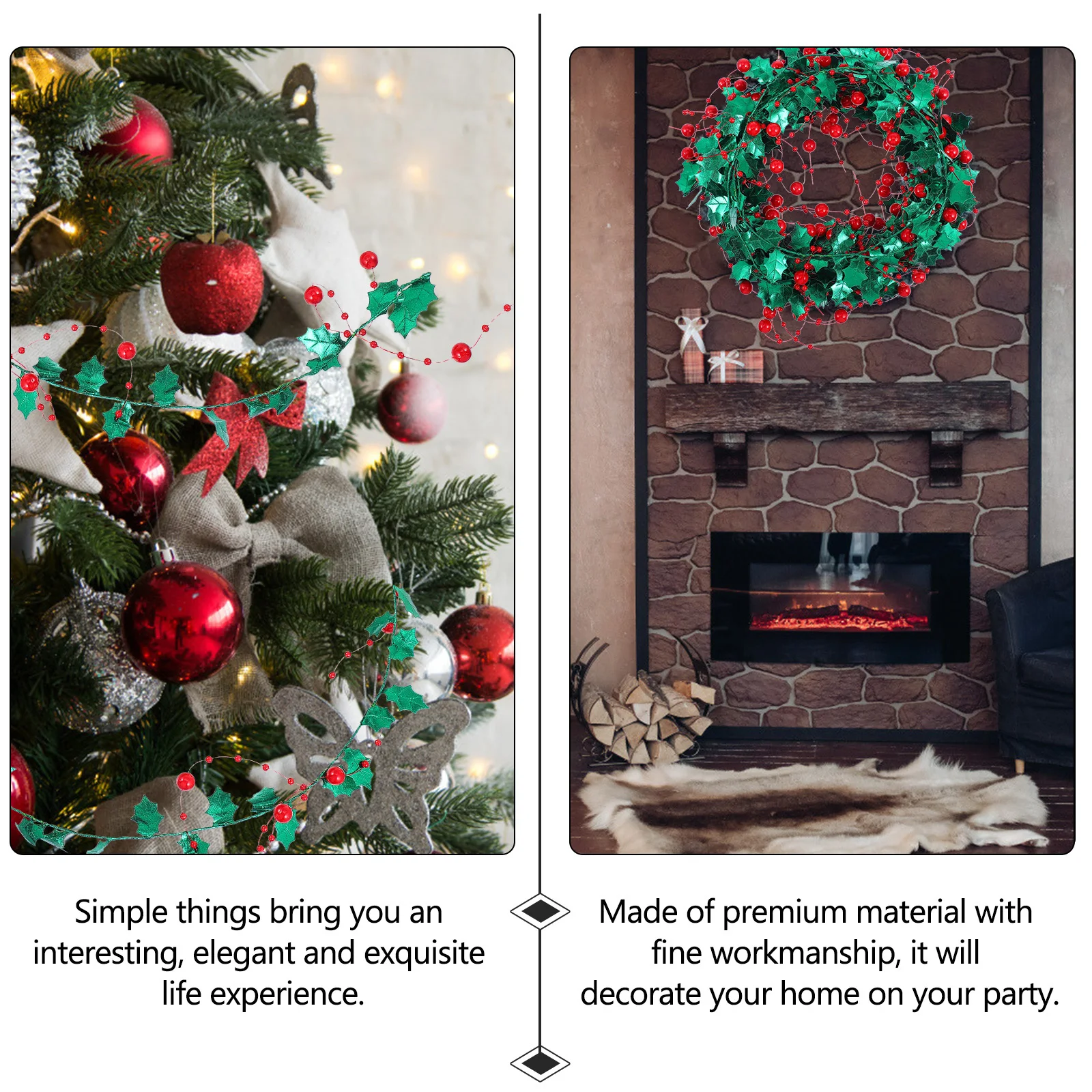 

1 Roll Christmas Tinsel Garland Decorations Diy Craft Party Home Tree Fireplace Stair Rail Red Berry Tinsel Ribbon Holiday Decor