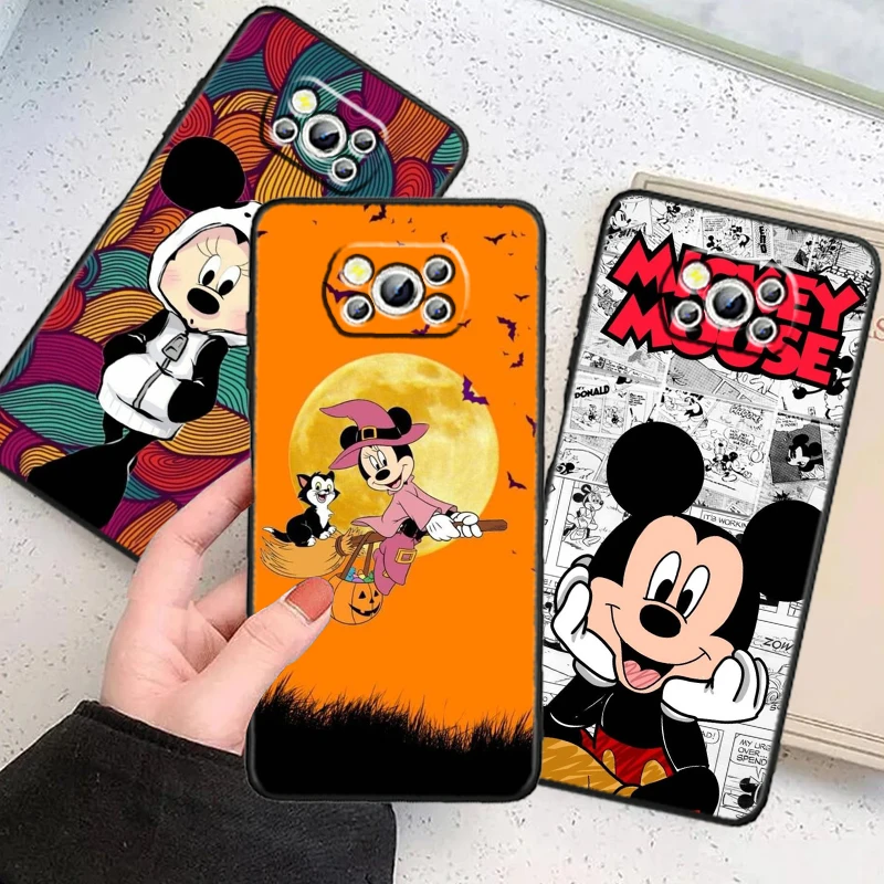 Disney Mickey Mouse Schattig Voor Xiaomi Mi Poco F5 F4 F 3X6X5X4X3 M 6 M 5 M 5S M4 M3 C65 Pro Gt Nfc 5G Zwart Achterkant Telefoonhoesje