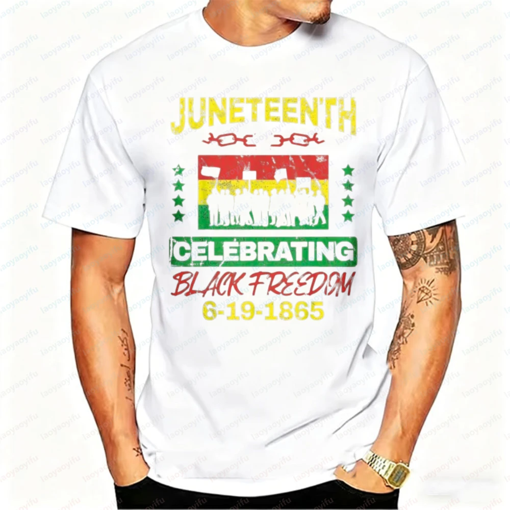 Men's Juneteenth Celebrating Freedom Graphic T Shirt 1865 Breaking Chains Casual Cotton African American Emancipation Day Tee