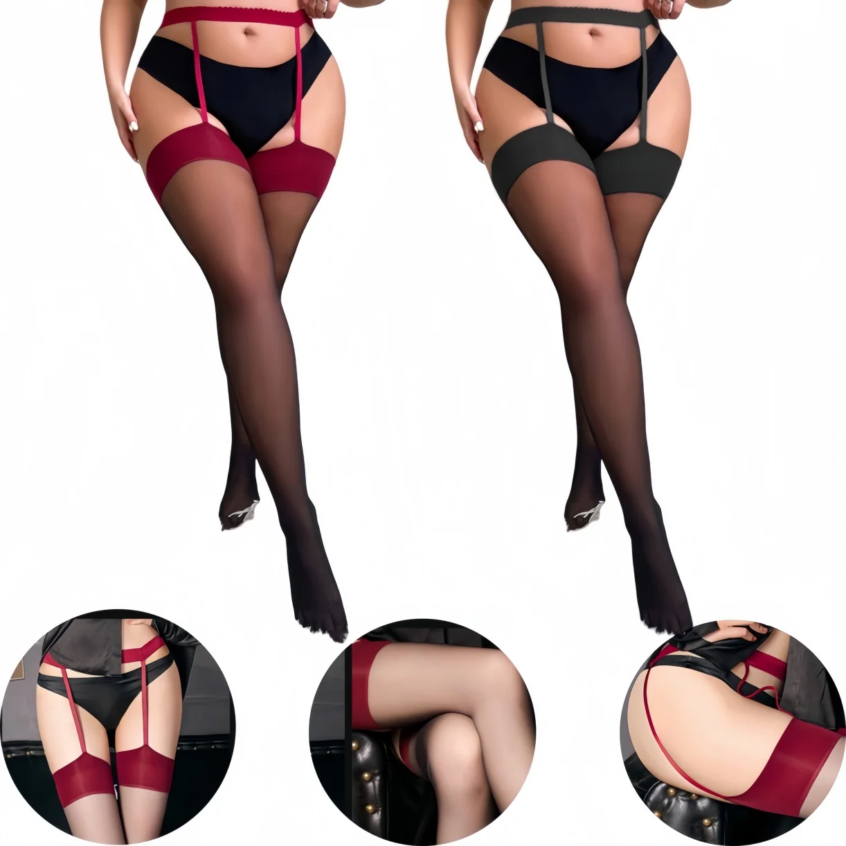 Black Red Garter Thigh High Stockings Plus Size Pantyhose White Tights for Oversize Women Daily Office Night Club Party Wear XXL